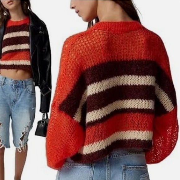 Urban Outfitters Kimchi Blue Striped Open Knit Cropped - Picture 4 of 8